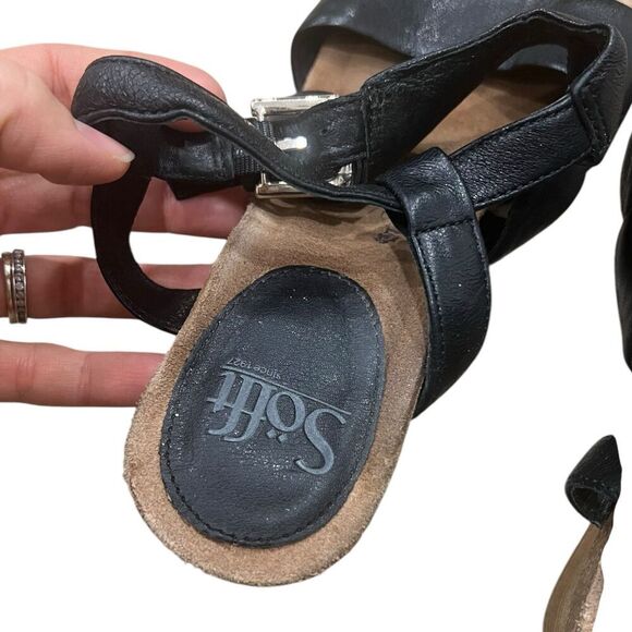 Sofft Black Leather Block Heel Melina Sandals 7.5 - Picture 5 of 7